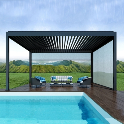 Opening louvred roof gazebo aluminium pergola system outdoor