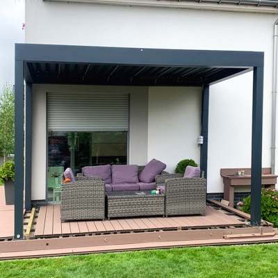 Modern patio roof electric bioclimatic garden opening aluminum pergola shade