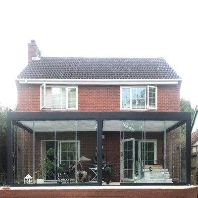 Outdoor UV protection aluminum blade bioclimatic pergola shade with rain sensors