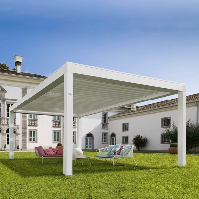 Patio electric roof system vent garden deck waterproof pergola aluminum