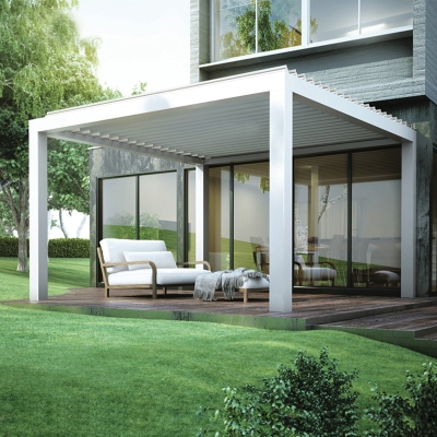 Modern garden waterproof customized shutter louver pergola roof kits
