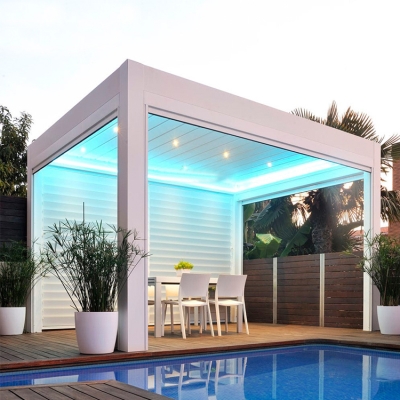 Garden balcony cover motorized aluminium patio roof pergola louver system
