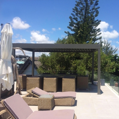 Custom outdoor aluminum motorized louver roof garden pergola with louvers