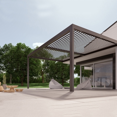 Hot Selling Outdoor Metal Pergola PVC Fabric Retractable Roof Awning Pergola Bioclimatic With Led Strip Lights