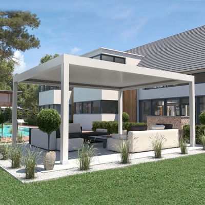 Modern Design Outdoor Metal Pergola PVC Fabric Retractable Roof Awning Pergola Bioclimatic