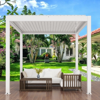 OEM Factory 3X3 4X3 4X4 4X6m Manual Or Motorized Aluminium Louver Roof Gaezbo Pergola Pavillon