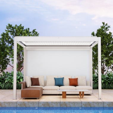 Outdoor Aluminium Louver Roof Remote Control Pergola With Lighting