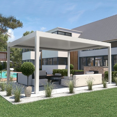 3x4m OEM Size Waterproof Garden Bioclimatic Outdoor Aluminum White Color Pergola With Louver Roof
