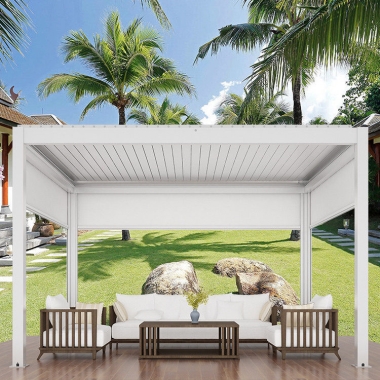 Aluminum Louvers Pergola With Adjustable Roof Motorise Waterproof Garden Pavilion Gazebo Pergola