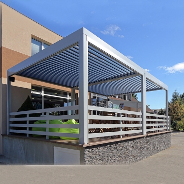 China Manufacture Adjustable Motorized Roof Aluminum Louver Bioclimatic Pergola Patio Pavilion