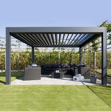 Hot Sales 5x5M Pergolas De Jardin Manual Aluminium Pour Pergola Louvers With Roof And Sides