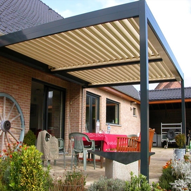 Aluminum Automatic Pergola Waterproof Blinds Pergola With Curtain For Sunshade