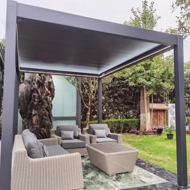 Motorized Garden Bioclimatic Gazebo Louver Roof Waterproof Aluminum Louvre Outdoor Pergola Kits