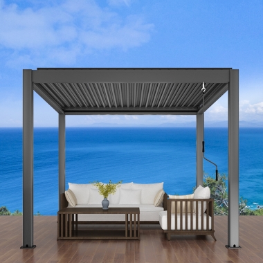 Electric Adjustable Gazebo Automatic Waterproof Terrace Opening Louvre Roof Gazebo