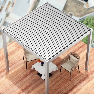 4X4M Guang Dong Powder Coated Metal Garden Pergola Roof Gazebo With Roller Side Screen