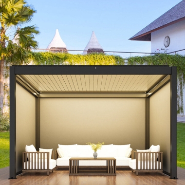 Chinese Style Pergola Motorised Outdoor Gazebo Modern Aluminium Louvre Roof Bioclimatic Pergola For Sunshade
