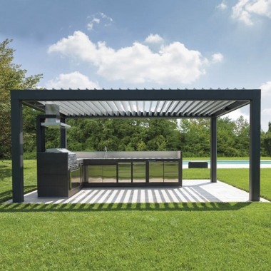 Retractable Electric Sliding Roof 3x3 Meter Square Garden Gazebo Pergola