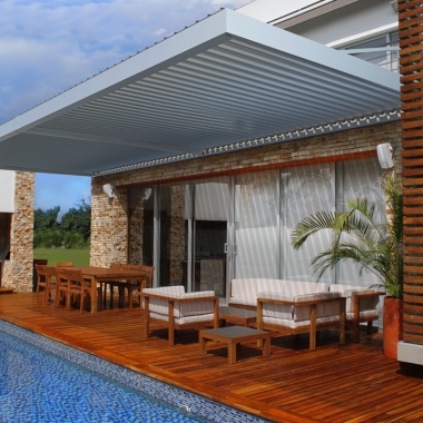 White Patio Waterproof Aluminum Louvre Pergola Garden Furniture Outdoor Opening Roof Louver Gazebo
