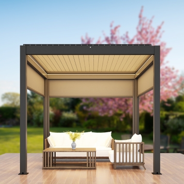 Customized Size Aluminium Motorized Louvered Pergola 3x3,3x4,3x5,3x6,4x4,4x6,5x5m,5x4m With LED Light System