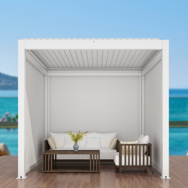 Automatic Aluminum Retractable Roof Waterproof Pergola With Sliding And Folding Glass