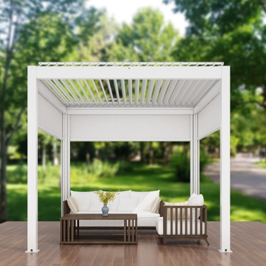 Garden Building Automatic Louver Pergola Canopy Cover With Motorized Rolling Blind