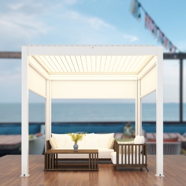 DIY 6X4m Modern Design Bioclimatic Waterproof Louvre Roof Gazebo Outdoor Aluminum Pergola