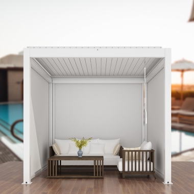 Manual Or Motorized Aluminium Balcony Arbors Louver Roof Pergola Cover For Swimming Pool