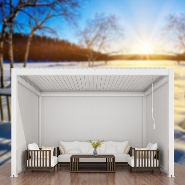 Outdoor Waterproof Aluminum Free Standing Louvered Roof Bioclimatic Pergola fence fencing, trellis
