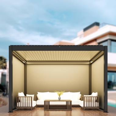 odern Outdoor Garden Motorized Waterproof Aluminum Pergola Large Gazebo With Side Screen