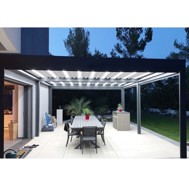 Retractable Aluminium Outdoor Automatic Remote Control Gazibo Pergola Louvre System