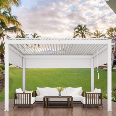 Aluminum Waterproof Louvers Pergola Gazebo Tent With Curtain