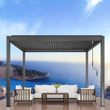 High Quality Garden Furniture Aluminium Bioclimatic Remote Control Pergola With Blinds Shades