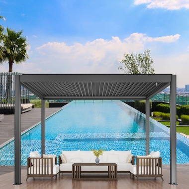 Outdoor Waterproof Motorized Gazebo Pergola With Curtains Blinds