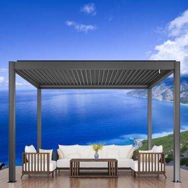 Modern Waterproof Pergola Louvered Roof Cover Motorized Garden Outdoor Gazebo