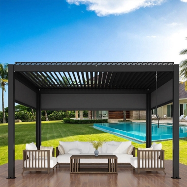 Factory Wholesale 3x4m Awning Pergola Louver roof Gazebo Outdoor For Terrace