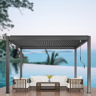 Gazebo Outdoor Aluminium Bioclimatic Louver Roof Motorized Pergola Garden