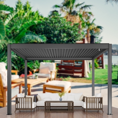 Bioclimatic Motoris Arches Arbours Pergola With Sliding Glass Door