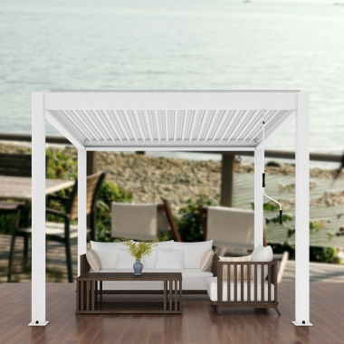 Garden Gazebo Outdoor Electric Waterproof Louver Blade Roof Bioclimate Pergola With Zip Blinds