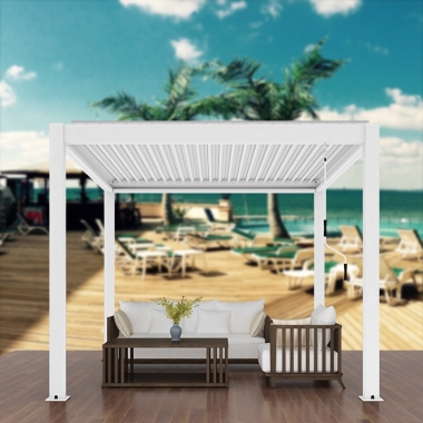 Outdoor Motorized Pergola With Roller Blinds Retractable Patio Screen