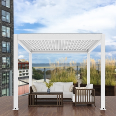 Glass Greenhouse Automatic Waterproof Terrace Opening Louvre Roof Electric Adjustable Pergola