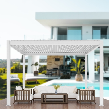 Motorized Opening Louver Roof Outdoor Sunshade Garden Aluminium Pergola