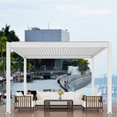 Bioclimatic System Aluminium Pergola Electronic Motorized Pergola With Lighting System