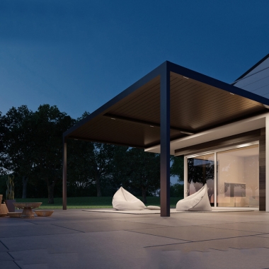 Aluminium Garden Outdoor Electric Pergola Louver Roof With Glass Door