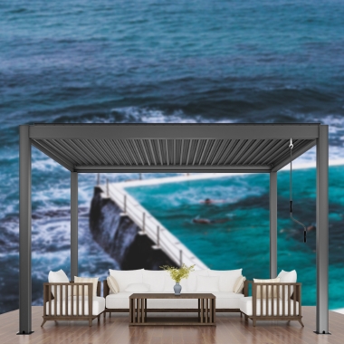 2022 Garden Sets New Aluminum Cover Arches Arbours Pergolas With Linear Strip Led Lights