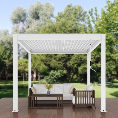 Modern Aluminum Waterproof Hand Manual Louvr Roof Pergola Patio Pavilion