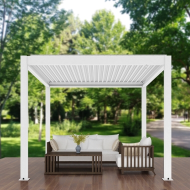 Garden Table Set Outdoor Automatic Aluminium Gazebo Louver Patio Roof System Pergola