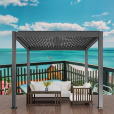 Customized Aluminum Waterproof Gazebo Pergola With Meta Louver Roof System