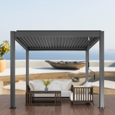 Motorised Aluminum Louver Roof Pavilion Canopy Cover Bioclimatic Pergola Garden Sets