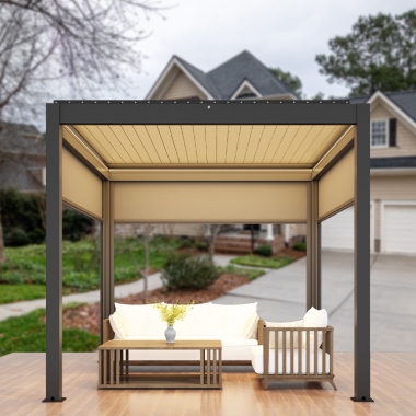 Aluminum Outdoor Louver Roof Pergola 6mx6m Steel Frame For Garage