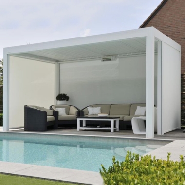Garden Furniture Glass Door Gazebo Pergola With Lighting And Screen Blinds